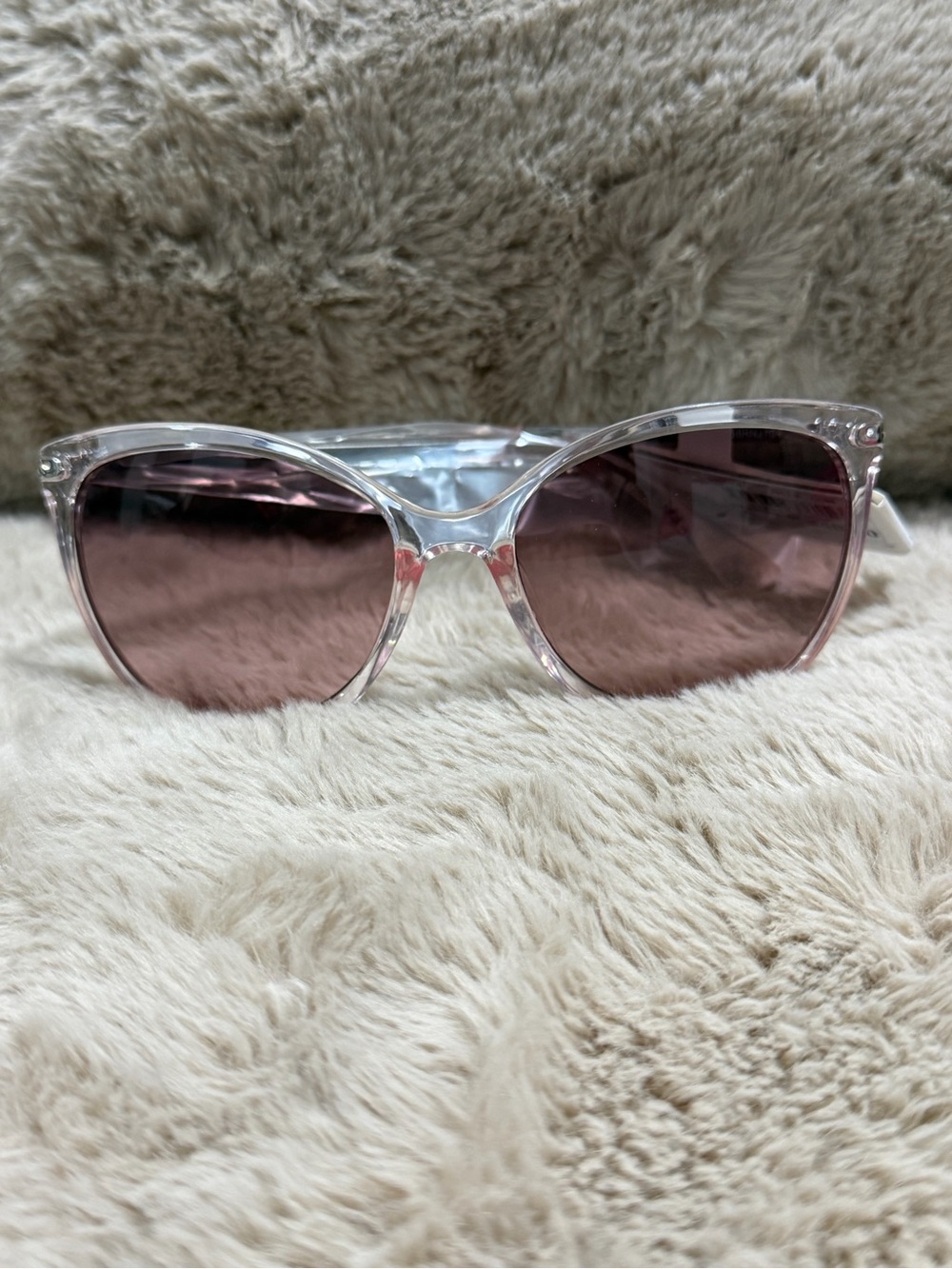 Nine West Clear Frame Sunglasses with Pink Lenses